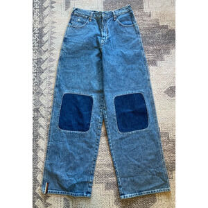 VTG NOS‎ Rocawear Baggy Jeans Y2K Knee Patch Blue Sz 18 Wide Leg